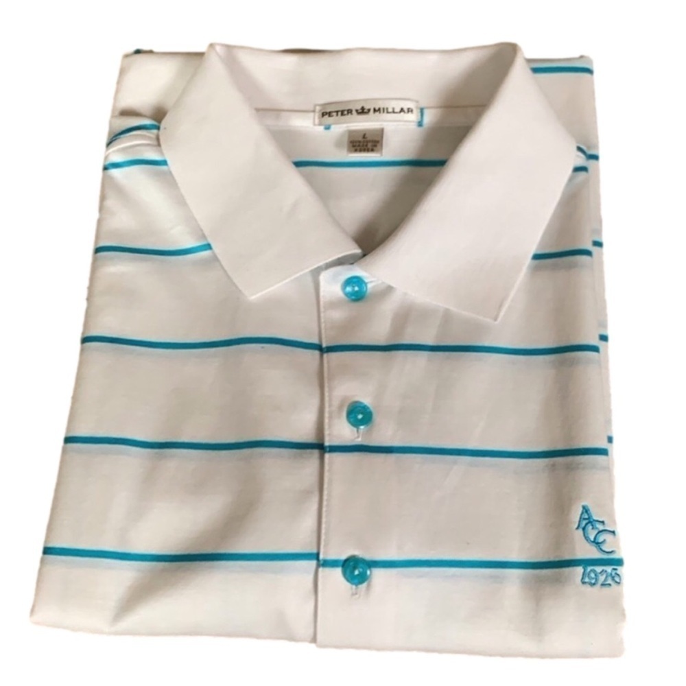 Peter Millar Summer Comfort golf polo shirt Athens Country Club Size Large